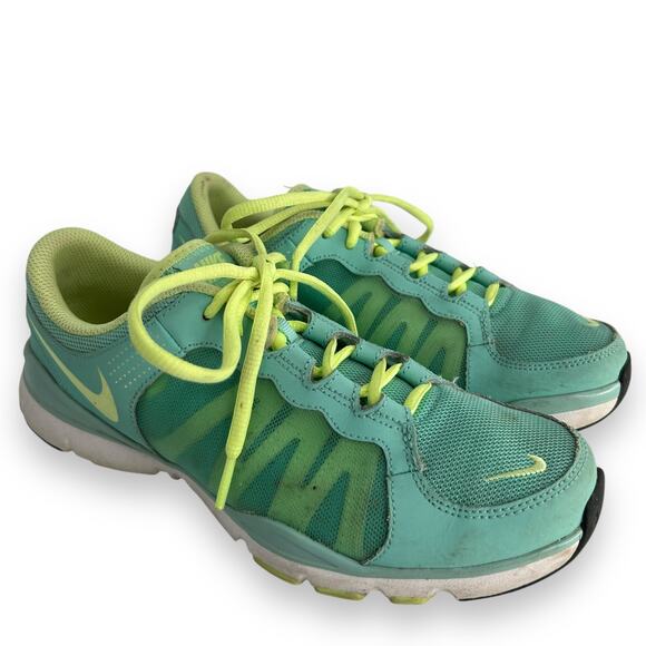 Nike Flex Women's Training Sneakers Size 8.5 Blue Yellow Waffle Running Walking - Picture 1 of 12